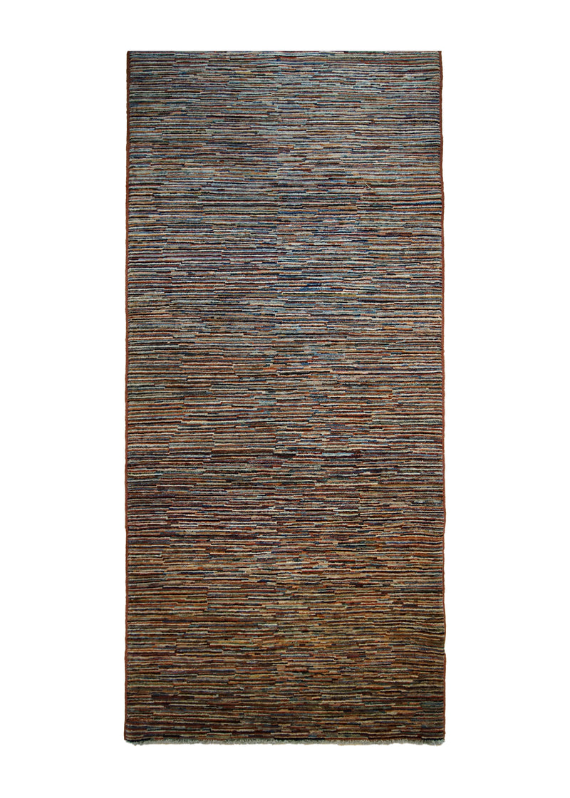 Oriental Rug Pakistani Handmade Runner Transitional 2'10"x9'0" (3x9) Multi-color Red Gabbeh Stripes Design #A32635