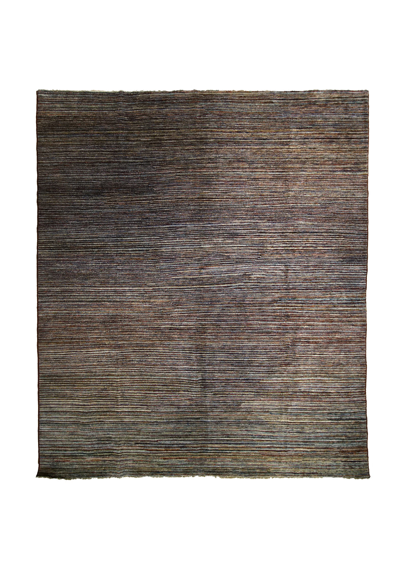 Oriental Rug Pakistani Handmade Area Transitional 8'1"x9'7" (8x10) Multi-color Red Gabbeh Stripes Design #A32645