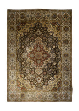 A32659 Oriental Rug Indian Handmade Area Transitional 4'11'' x 7'1'' -5x7- Brown Yellow Gold Tea Washed Floral Design