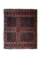 Oriental Rug Turkmen Handmade Area Tribal Antique 4'0"x4'7" (4x5) Brown Red Tekke Geometric Design #A32660