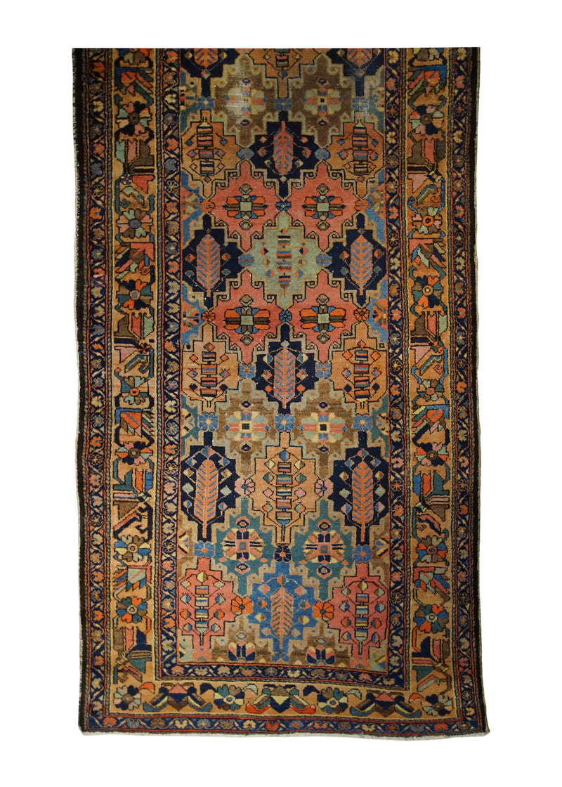 Persian Rug Bakhtiari Handmade Area Tribal Antique 5'3"x11'0" (5x11) Multi-color Blue Pink Geometric Design #A32664