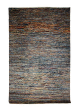 A32677 Oriental Rug Pakistani Handmade Area Transitional 6'4'' x 9'6'' -6x10- Multi-color Green Gabbeh Stripes Design