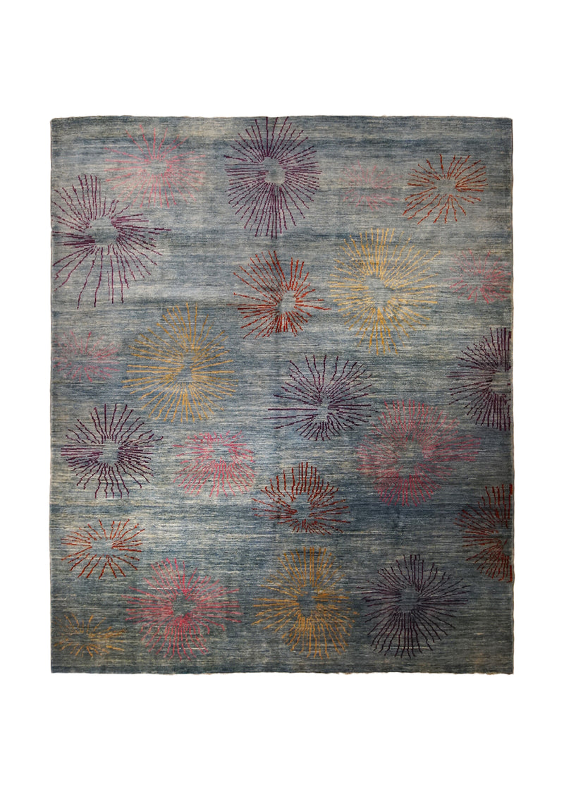 Oriental Rug Pakistani Handmade Area Transitional 8'0"x9'8" (8x10) Blue Purple Pink Gabbeh Design #A32680