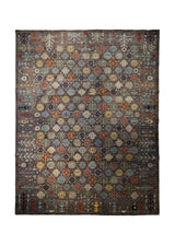 Oriental Rug Pakistani Handmade Area Transitional 9'0"x11'10" (9x12) Brown Multi-color Ariana Geometric Design #A32698