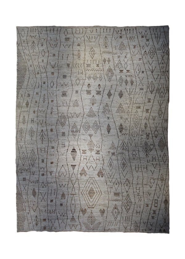 A32725 Oriental Rug Pakistani Handmade Area Transitional Neutral 13'8'' x 17'10'' -14x18- Whites Beige Brown Moroccan H&S Geometric Design