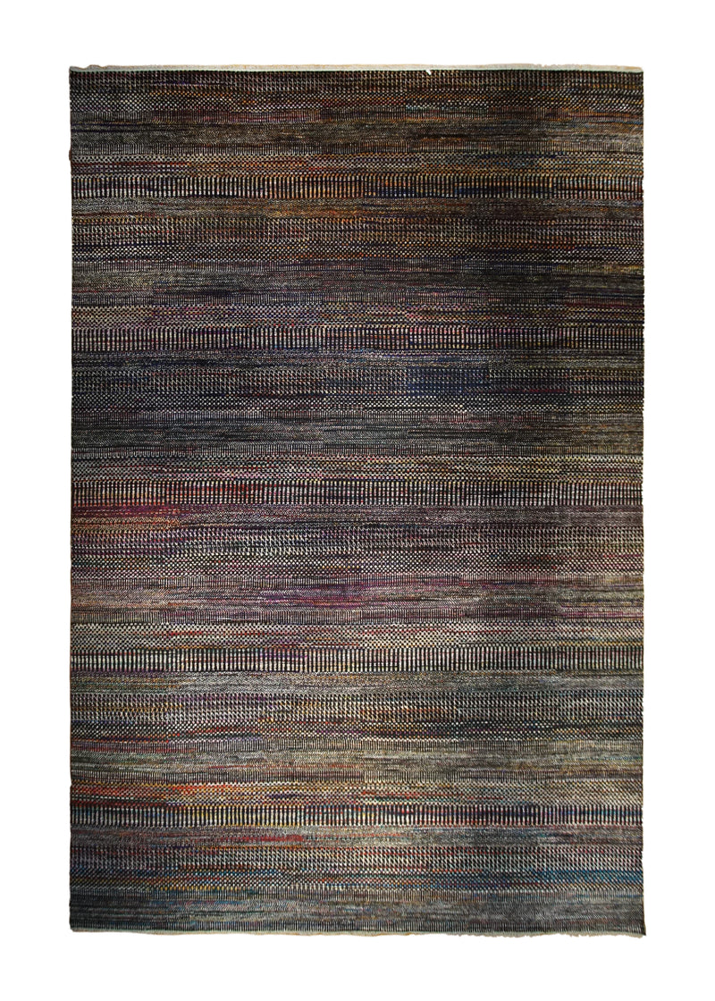Oriental Rug Indian Handmade Area Modern 14'0"x20'0" (14x20) Multi-color Gray Stripes Design #A32756