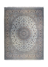 A32812 Persian Rug Nain Handmade Area Traditional 10'1'' x 13'2'' -10x13- Whites Beige Blue Habibian Family Floral Design