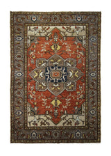 A32868 Oriental Rug Pakistani Handmade Area Transitional Tribal 4'1'' x 6'0'' -4x6- Red Whites Beige Brown Heriz Geometric Design