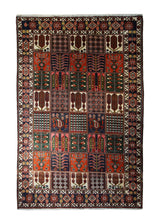 Persian Rug Bakhtiari Handmade Area Tribal 6'9"x10'3" (7x10) Red Green Garden Design #A32893