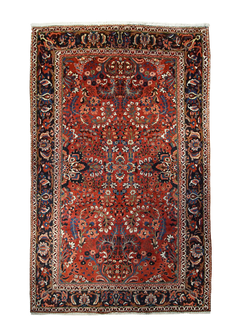 Persian Rug Bakhtiari Handmade Area Tribal 6'7"x10'2" (7x10) Red Saamaan Floral Design #A32894