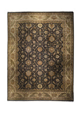 Oriental Rug Indian Handmade Area Transitional 13'11"x18'3" (14x18) Black Yellow/Gold Green Tea Washed Floral Design #A32961