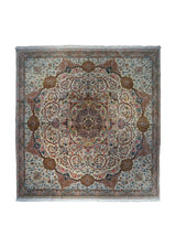 A32984 Persian Rug Tabriz Handmade Square Traditional 9'4'' x 10'0'' -9x10- Pink Whites Beige Green Naghsh Floral Design