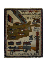 Oriental Rug Afghan Handmade Area Transitional Tribal 2'2"x2'7" (2x3) Whites/Beige Yellow/Gold Pictorial War Design #A32993