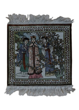 Oriental Rug Chinese Handmade Area Traditional 1'0"x1'0" (1x1) Whites/Beige Red Pictorial Design #A33013