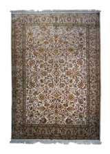 Oriental Rug Turkish Handmade Area Traditional 5'4"x7'6" (5x8) Whites/Beige Yellow/Gold Floral Design #A33028