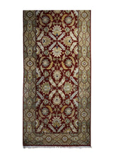 A33033 Oriental Rug Indian Handmade Runner Transitional 4'0'' x 9'5'' -4x9- Red Yellow Gold Tea Washed Floral Design
