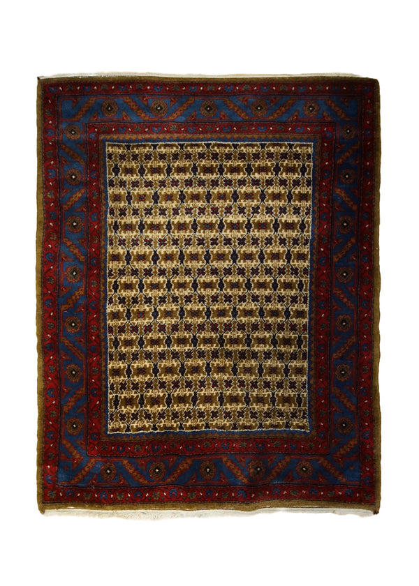 Persian Rug Golpa Handmade Area Tribal 4'5"x5'5" (4x5) Red Blue Floral Design #A33038
