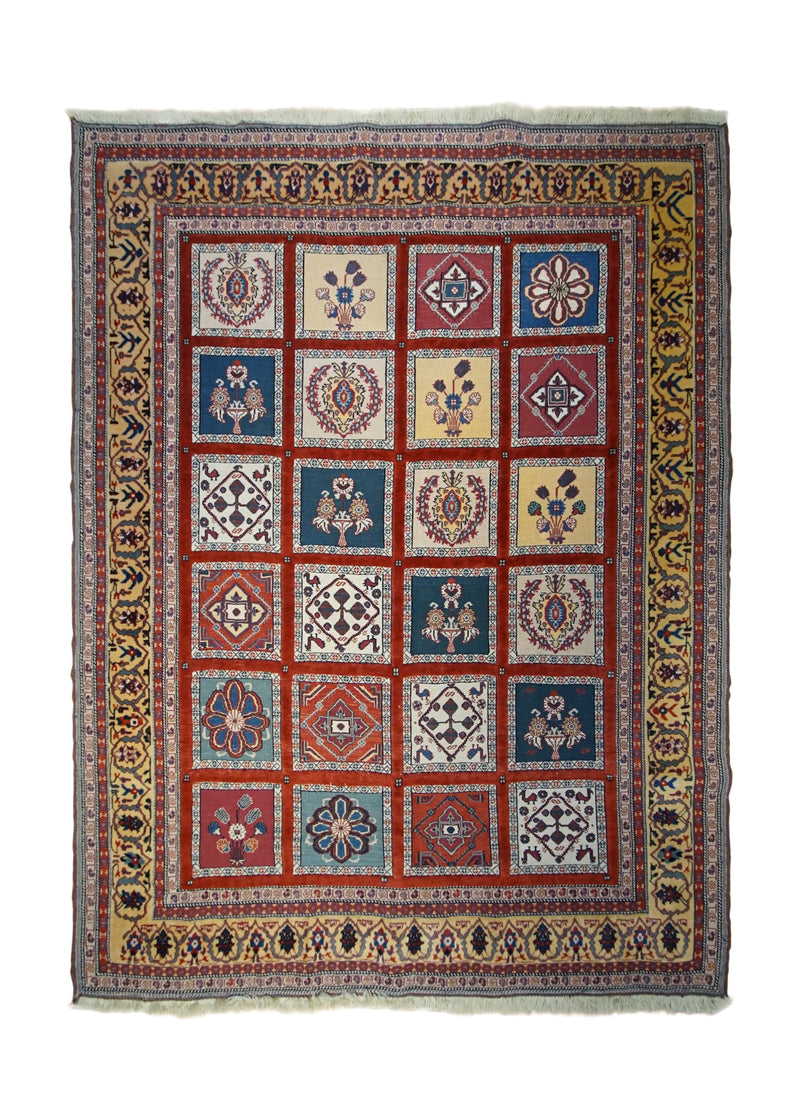Persian Rug Sirjan Handmade Area Tribal 5'5"x6'11" (5x7) Multi-color Yellow/Gold Red Kilim Geometric Design #A33041