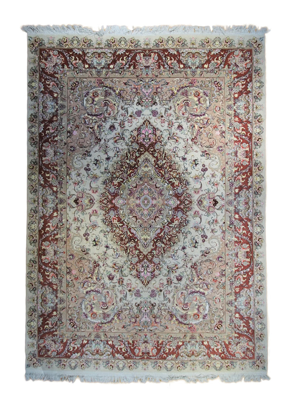 Persian Rug Tabriz Handmade Area Traditional 8'3"x11'4" (8x11) Whites/Beige Pink Naghsh Floral Design #A33043