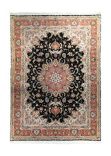 Persian Rug Tabriz Handmade Area Traditional 4'10"x6'7" (5x7) Black Pink Naghsh Floral Design #A33067