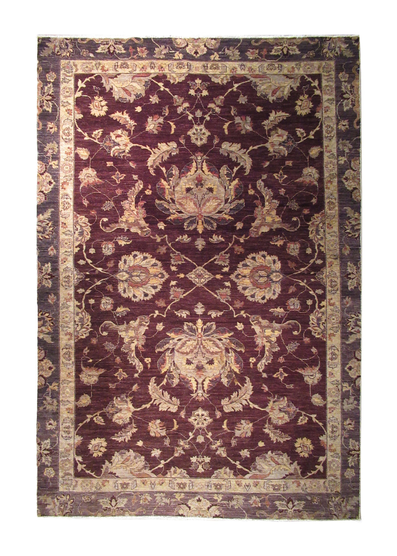 Oriental Rug Pakistani Handmade Area Transitional 7'0"x10'9" (7x11) Red Yellow/Gold Antique Washed Oushak Floral Design #A33073