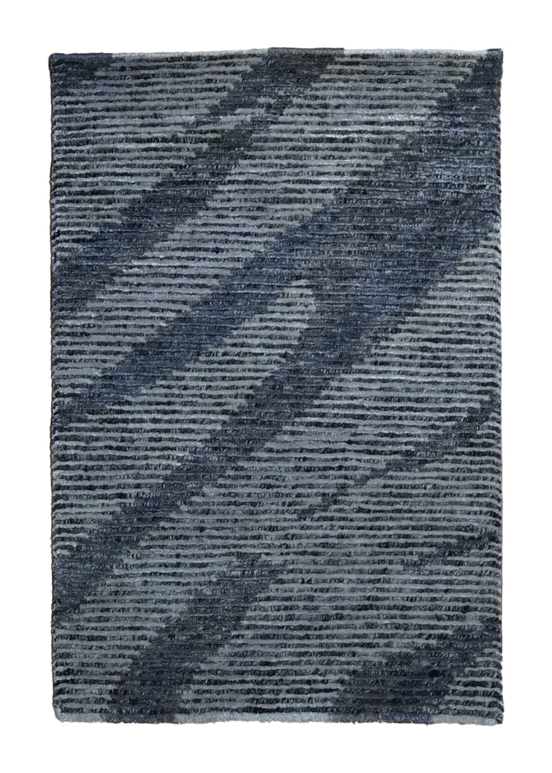 Oriental Rug Indian Handmade Area Modern 2'0"x3'0" (2x3) Gray Whites/Beige Stripes Design #A33108