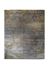 A33125 Oriental Rug Indian Handmade Area Transitional Modern 8'2'' x 9'10'' -8x10- Whites Beige Blue Yellow Gold Erased Abstract Design