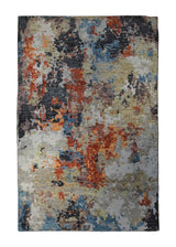 A33158 Oriental Rug Indian Handmade Area Modern 5'11'' x 9'0'' -6x9- Multi-color Red Splatter Abstract Design