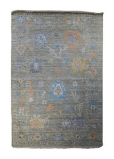 A33164 Oriental Rug Indian Handmade Area Transitional 4'0'' x 6'0'' -4x6- Brown Multi-color Floral Oushak Design