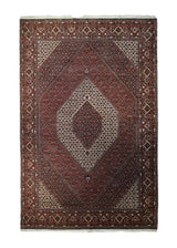 A33243 Persian Rug Bijar Handmade Area Traditional 6'9'' x 10'1'' -7x10- Red Blue Whites Beige Geometric Herati Design