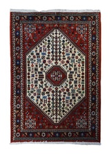 Persian Rug Abadeh Handmade Area Tribal 3'4"x4'10" (3x5) Whites/Beige Red Geometric Design #A33263