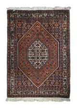 A33279 Persian Rug Bijar Handmade Area Traditional 2'4'' x 3'3'' -2x3- Red Whites Beige Blue Geometric Herati Design