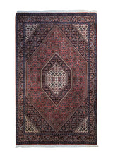 A33281 Persian Rug Bijar Handmade Area Traditional 3'8'' x 5'9'' -4x6- Red Blue Geometric Herati Design