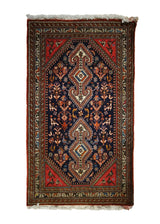 A33285 Persian Rug Abadeh Handmade Square Tribal 2'7'' x 4'3'' -3x4- Blue Red Geometric Animals Design