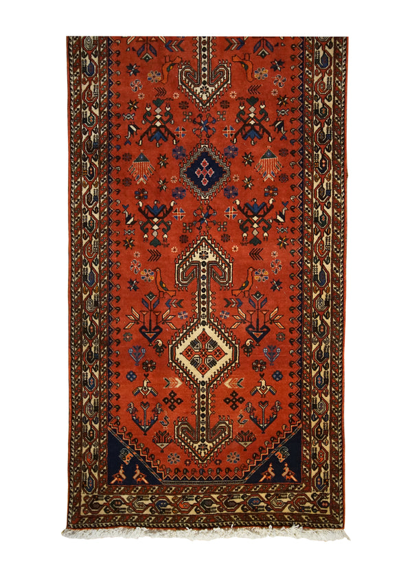 Persian Rug Abadeh Handmade Runner Tribal 2'8"x6'5" (3x6) Red Geometric Animals Design #A33301