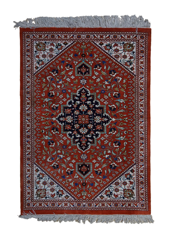 Persian Rug Qum Handmade Area Traditional 1'10"x2'7" (2x3) Red Floral Design #A33310