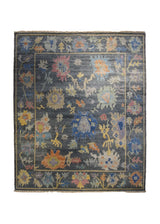 A33329 Oriental Rug Indian Handmade Area Transitional 8'2'' x 9'11'' -8x10- Gray Multi-color Floral Oushak Design