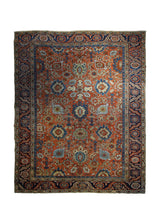 A33335 Persian Rug Heriz Handmade Area Tribal Antique 8'11'' x 11'0'' -9x11- Red Geometric Design