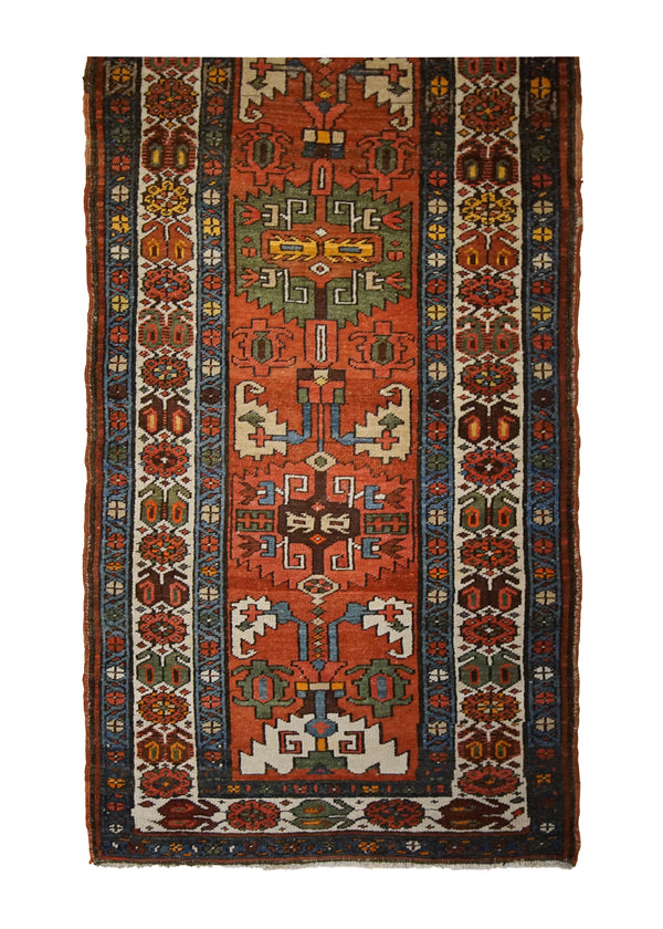 Persian Rug Bakhshayesh Handmade Runner Tribal Antique 2'7"x14'4" (3x14) Red Geometric Design #A33346