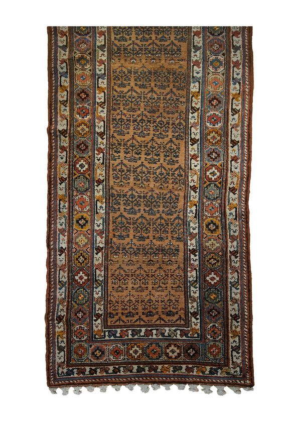 Persian Rug Afshar Handmade Runner Tribal Antique 3'8"x8'9" (4x9) Whites/Beige Brown Geometric Design #A33347