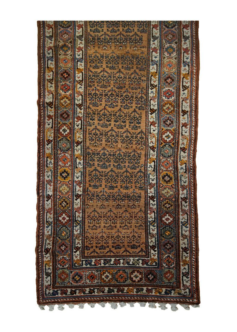 Persian Rug Afshar Handmade Runner Tribal Antique 3'8"x8'9" (4x9) Whites/Beige Brown Geometric Design #A33347
