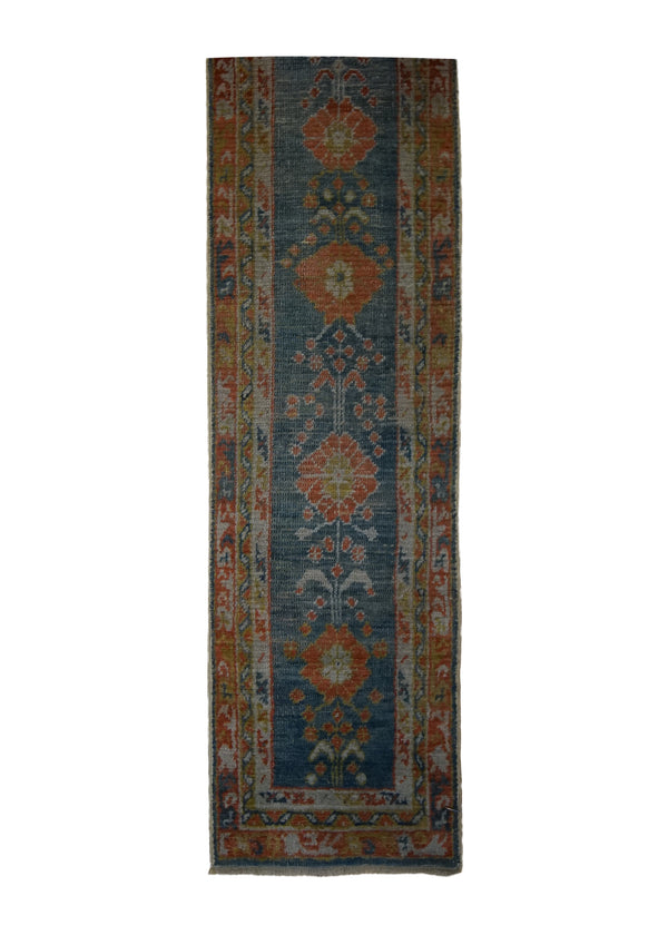 Oriental Rug Turkish Handmade Runner Traditional 1'3"x5'7" (1x6) Blue Red Floral Design #A33368