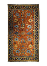 A33380 Oriental Rug Pakistani Handmade Area Transitional Tribal 8'1'' x 13'8'' -8x14- Red Blue Ariana Floral Oushak Design