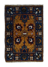 A33388 Oriental Rug Pakistani Handmade Area Transitional 1'6'' x 2'2'' -2x2- Yellow Gold Blue Ariana Floral Oushak Design