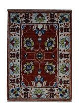 A33390 Oriental Rug Pakistani Handmade Area Transitional 1'5'' x 2'2'' -1x2- Red Whites Beige Ariana Floral Oushak Design