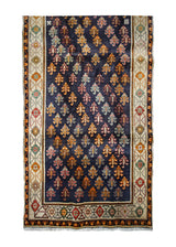 A33402 Persian Rug Azerbaijan Handmade Area Tribal 4'10'' x 9'3'' -5x9- Blue Whites Beige Orange Geometric Design