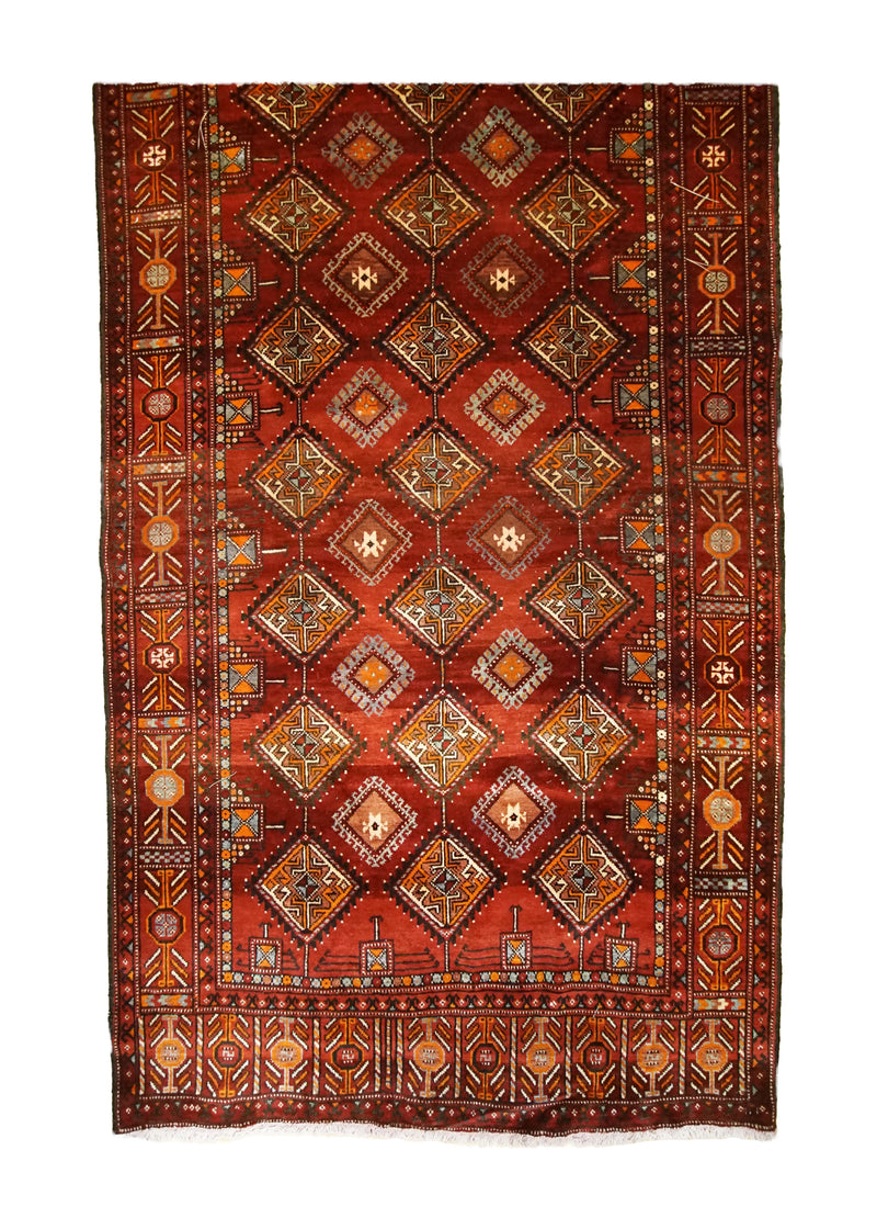 Persian Rug Baloch Handmade Runner Tribal 5'1"x10'1" (5x10) Red Orange Geometric Design #A33415