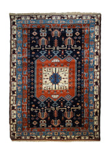 Persian Rug Quchan Handmade Area Tribal 4'0"x5'7" (4x6) Blue Red Geometric Design #A33416