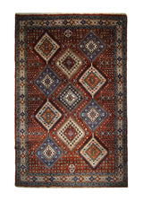 Persian Rug Yalameh Handmade Area Tribal 6'10"x9'7" (7x10) Red Geometric Design #A33417