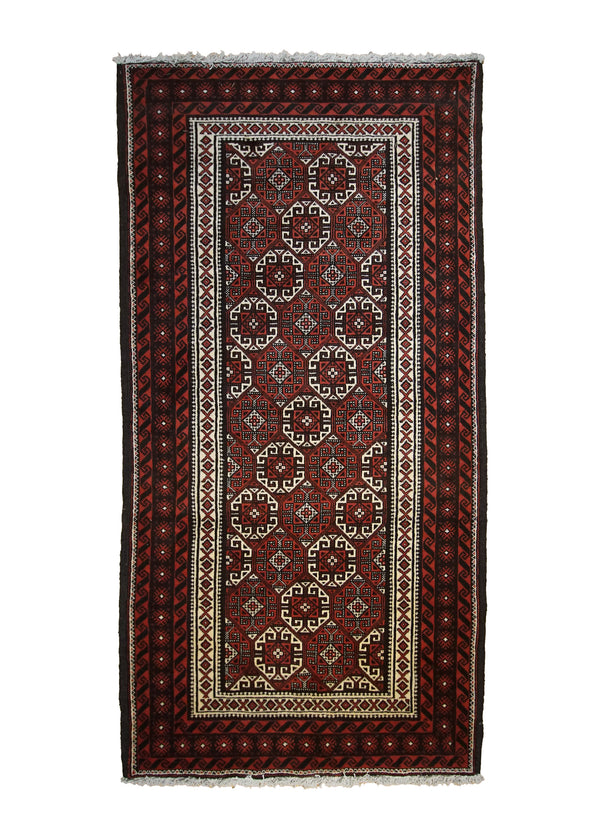 Persian Rug Baloch Handmade Area Tribal 3'5"x6'8" (3x7) Red Geometric Design #A33423